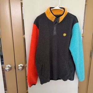 Dutch Bros Coffee Men’s Small Colorblock Fleece‎ Snap Up Pullover Sweatshirt
